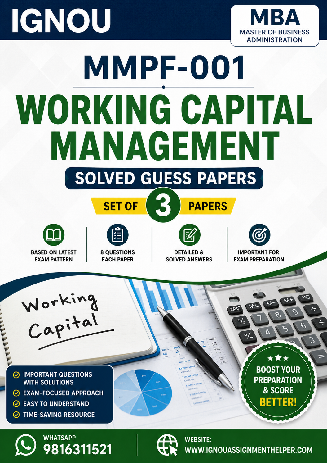 MMPF-1 : WORKING CAPITAL MANAGEMENT Solved Guess Papers (3 ) – Latest Exam Pattern