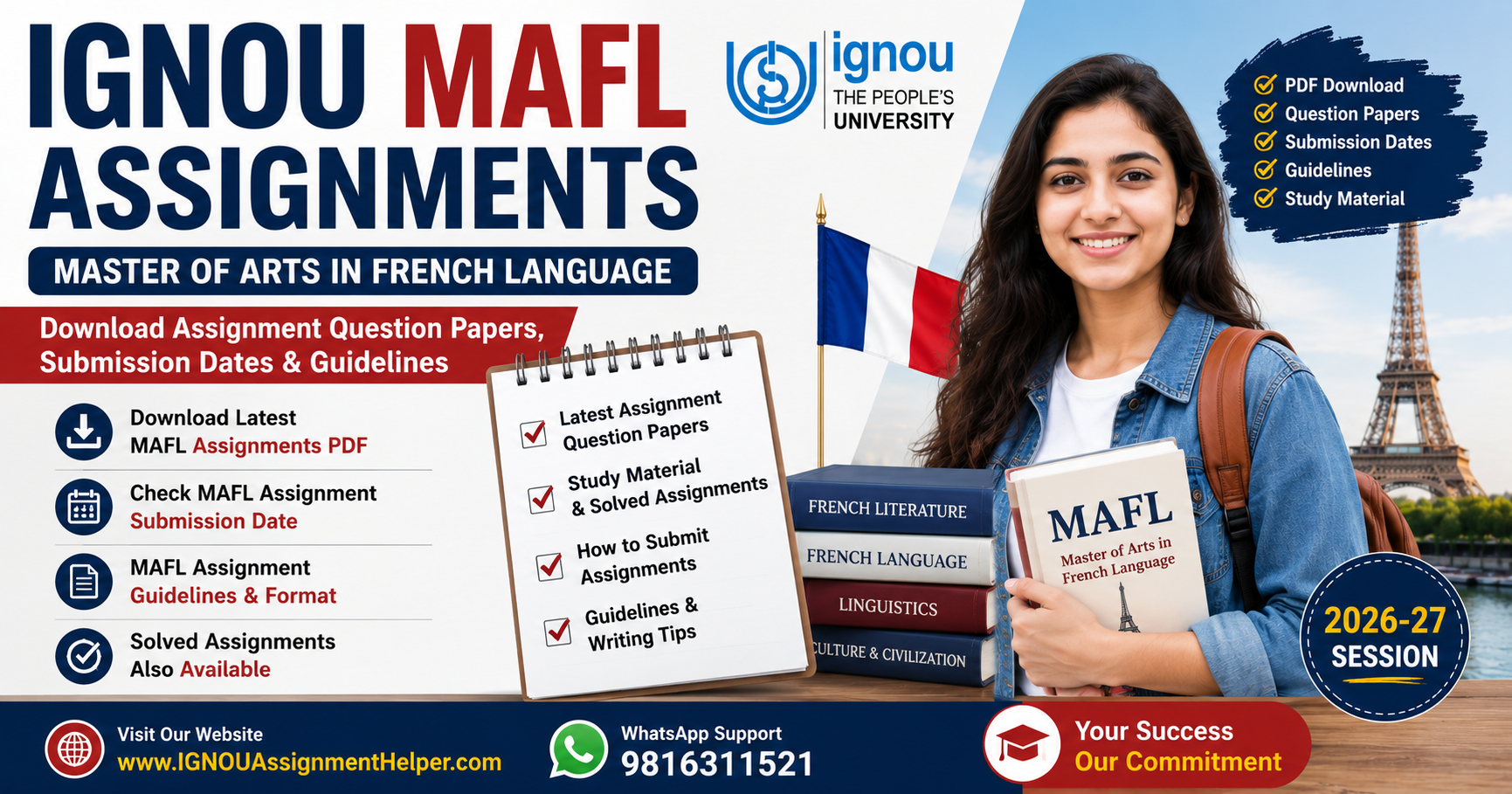 IGNOU MAFL Assignments 2026-27: Download Assignment Question Papers, Submission Dates & Guidelines