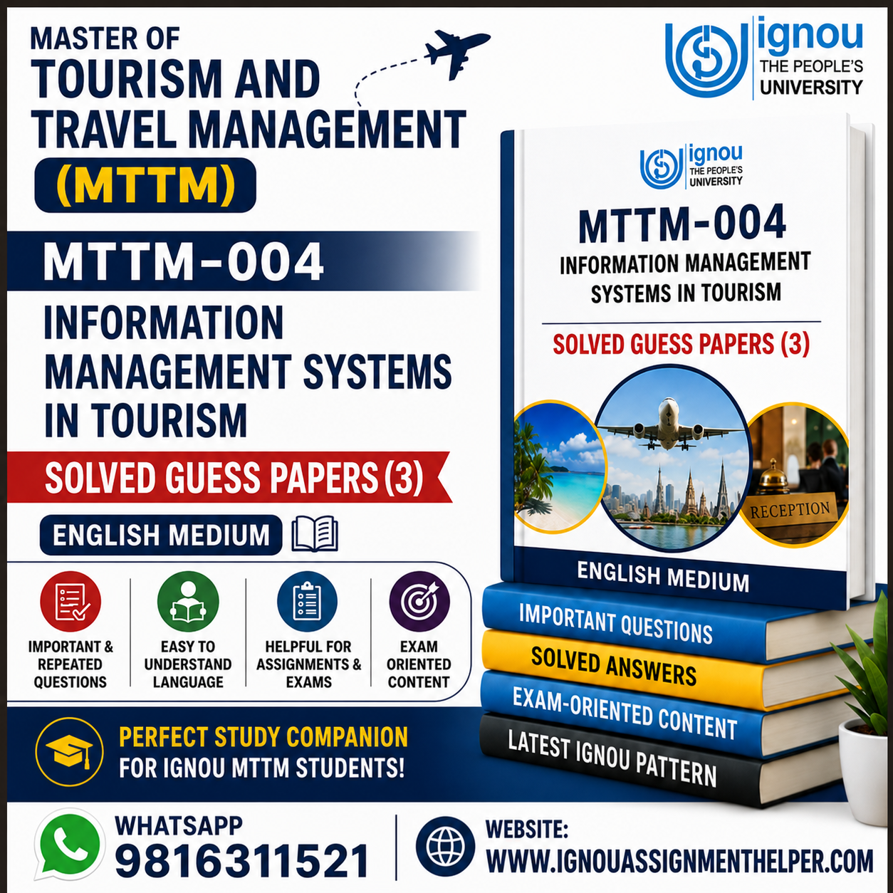 MTTM-004: Information Management Systems in Tourism Solved Guess Papers (3) | English Medium